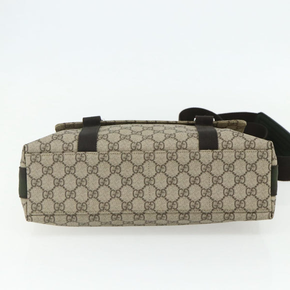 GUCCI GG Supreme Shoulder Bag PVC Beige Silver 122373 Auth ka4034A