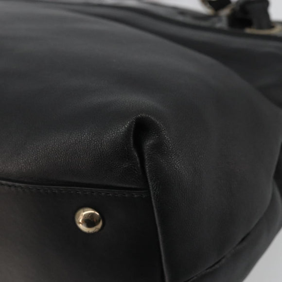 Salvatore Ferragamo Hand Bag Patent leather Black Gold Auth ka4036