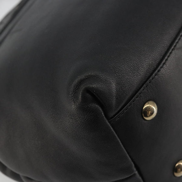 Salvatore Ferragamo Hand Bag Patent leather Black Gold Auth ka4036