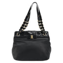 Salvatore Ferragamo Hand Bag Patent leather Black Gold Auth ka4036-2