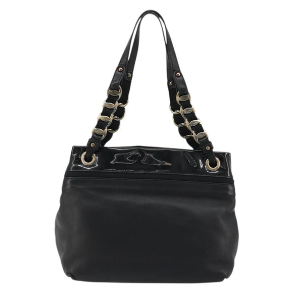 Salvatore Ferragamo Hand Bag Patent leather Black Gold Auth ka4036