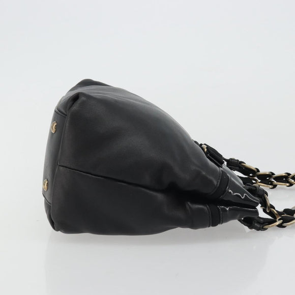 Salvatore Ferragamo Hand Bag Patent leather Black Gold Auth ka4036