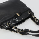 Salvatore Ferragamo Hand Bag Patent leather Black Gold Auth ka4036-6