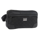 GUCCI GG Canvas Waist bag Nylon Leather Outlet Black Silver 336672 Auth ka4037-1