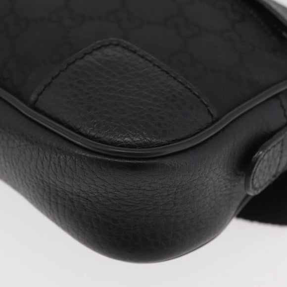 GUCCI GG Canvas Waist bag Nylon Leather Outlet Black Silver 336672 Auth ka4037