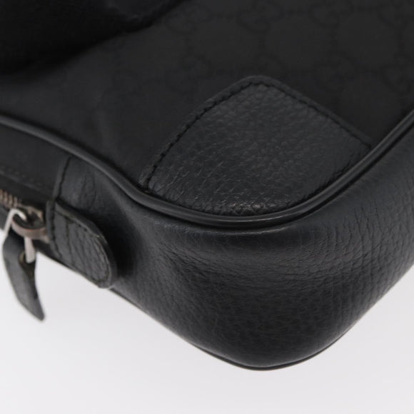 GUCCI GG Canvas Waist bag Nylon Leather Outlet Black Silver 336672 Auth ka4037