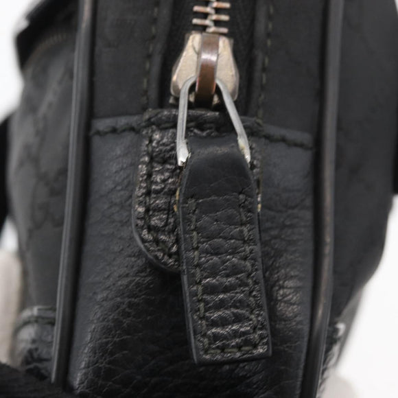 GUCCI GG Canvas Waist bag Nylon Leather Outlet Black Silver 336672 Auth ka4037