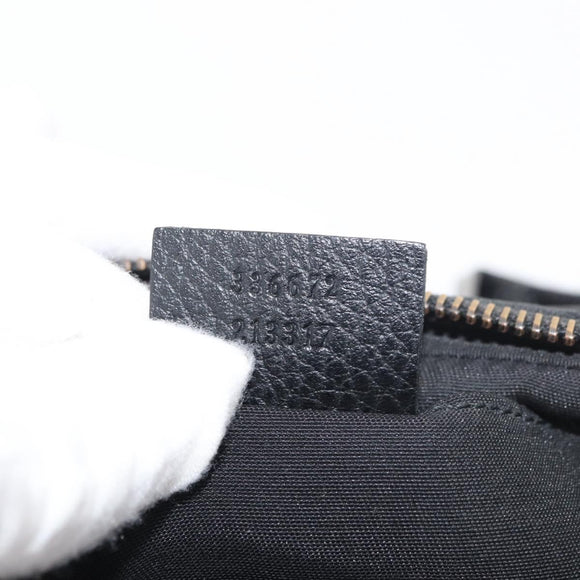 GUCCI GG Canvas Waist bag Nylon Leather Outlet Black Silver 336672 Auth ka4037