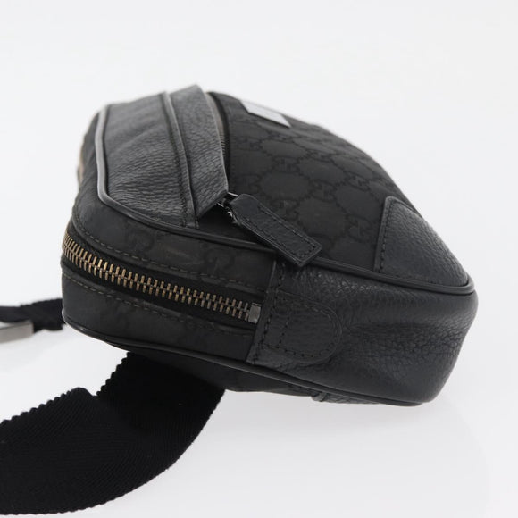 GUCCI GG Canvas Waist bag Nylon Leather Outlet Black Silver 336672 Auth ka4037