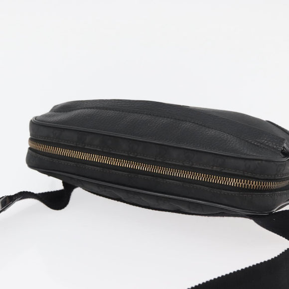 GUCCI GG Canvas Waist bag Nylon Leather Outlet Black Silver 336672 Auth ka4037