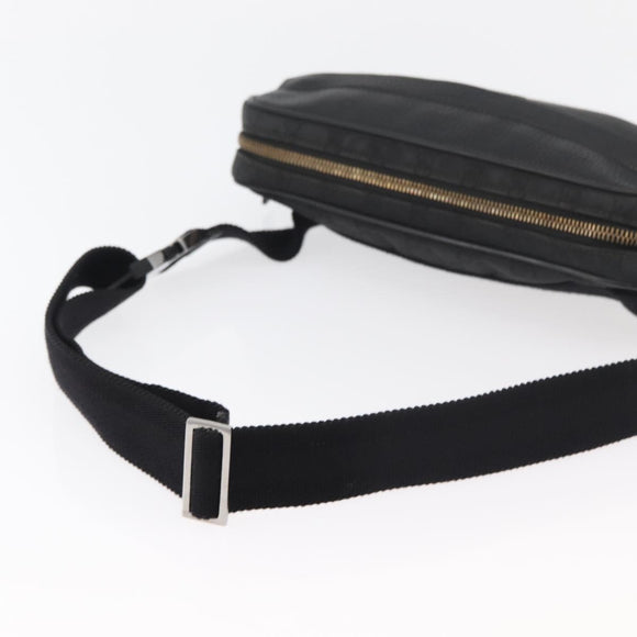 GUCCI GG Canvas Waist bag Nylon Leather Outlet Black Silver 336672 Auth ka4037