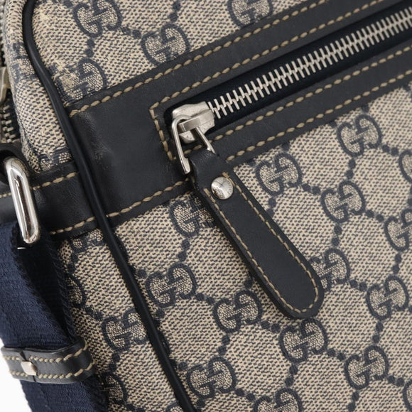 GUCCI GG Supreme Shoulder Bag PVC Navy Silver 201448 Auth ka4041