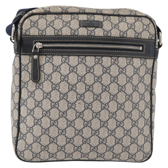 GUCCI GG Supreme Shoulder Bag PVC Navy Silver 201448 Auth ka4041