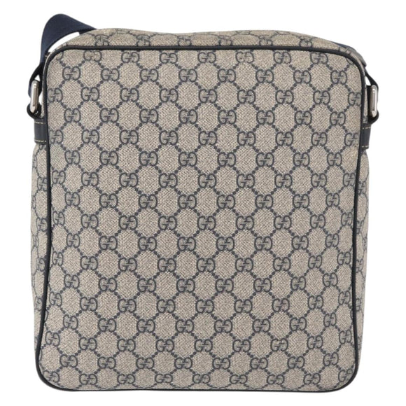 GUCCI GG Supreme Shoulder Bag PVC Navy Silver 201448 Auth ka4041