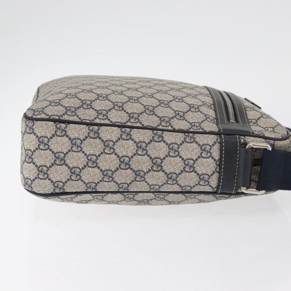 GUCCI GG Supreme Shoulder Bag PVC Navy Silver 201448 Auth ka4041