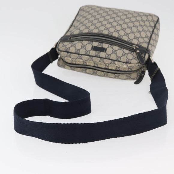 GUCCI GG Supreme Shoulder Bag PVC Navy Silver 201448 Auth ka4041