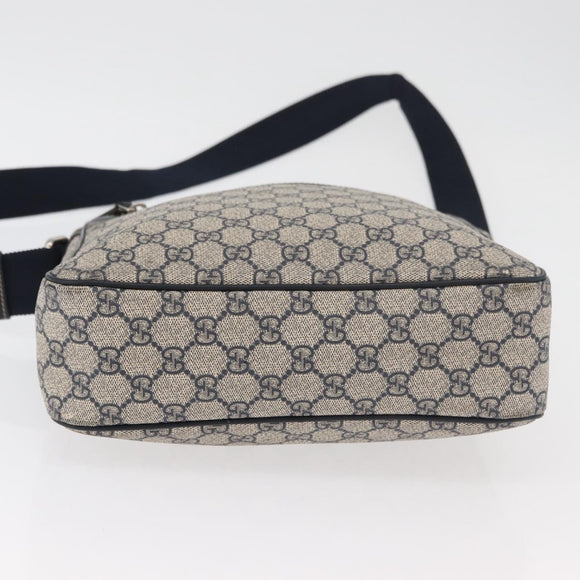 GUCCI GG Supreme Shoulder Bag PVC Navy Silver 201448 Auth ka4041