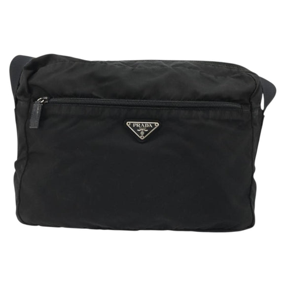 PRADA Shoulder Bag Nylon Black Silver Auth ka4043