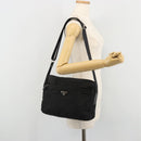 PRADA Shoulder Bag Nylon Black Silver Auth ka4043-24