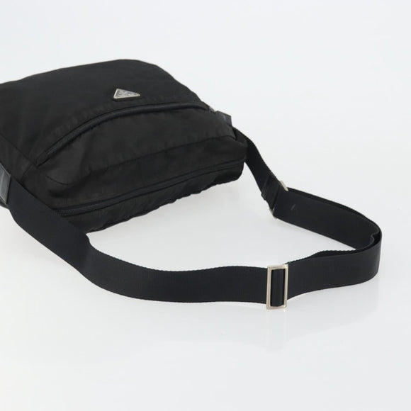 PRADA Shoulder Bag Nylon Black Silver Auth ka4043