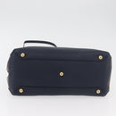 BURBERRY Hand Bag Leather Canvas 2way Navy Gold Auth ka4045A-5