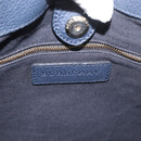 BURBERRY Hand Bag Leather Canvas 2way Navy Gold Auth ka4045A-11