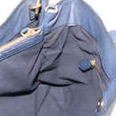 BURBERRY Hand Bag Leather Canvas 2way Navy Gold Auth ka4045A-20
