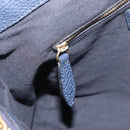 BURBERRY Hand Bag Leather Canvas 2way Navy Gold Auth ka4045A-24