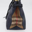 BURBERRY Hand Bag Leather Canvas 2way Navy Gold Auth ka4045A-3