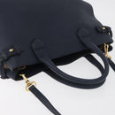 BURBERRY Hand Bag Leather Canvas 2way Navy Gold Auth ka4045A-6