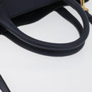 BURBERRY Hand Bag Leather Canvas 2way Navy Gold Auth ka4045A-7