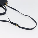 BURBERRY Hand Bag Leather Canvas 2way Navy Gold Auth ka4045A-9