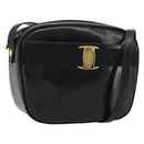 Salvatore Ferragamo Vala Shoulder Bag Leather Black Gold Auth ka4046-1