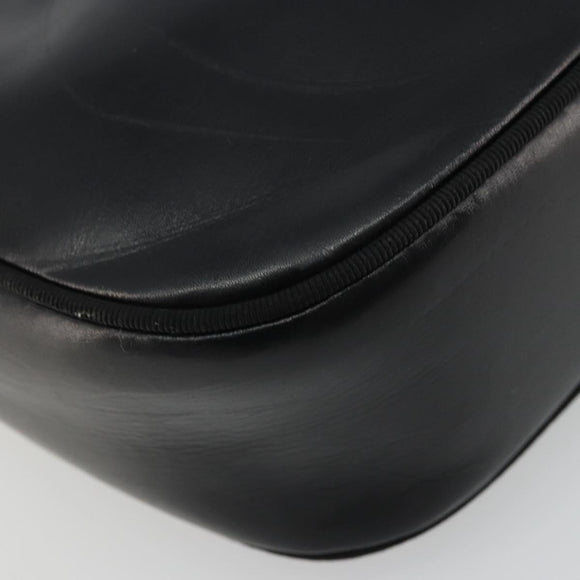 Salvatore Ferragamo Vala Shoulder Bag Leather Black Gold Auth ka4046