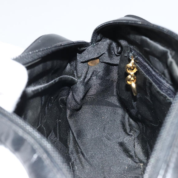 Salvatore Ferragamo Vala Shoulder Bag Leather Black Gold Auth ka4046