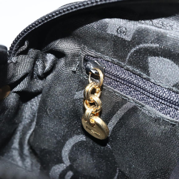 Salvatore Ferragamo Vala Shoulder Bag Leather Black Gold Auth ka4046