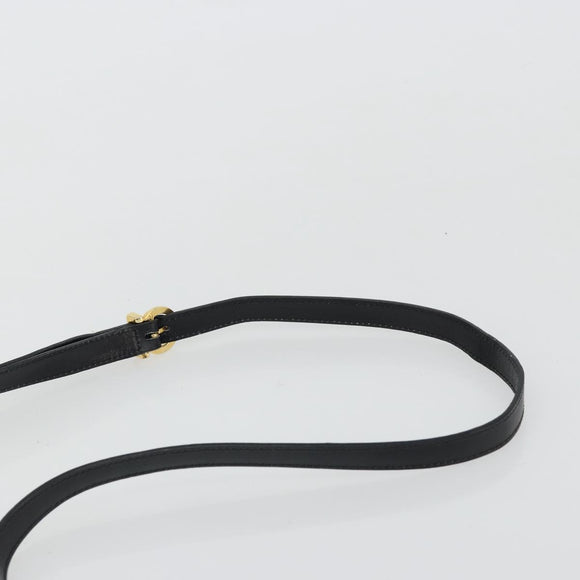 Salvatore Ferragamo Vala Shoulder Bag Leather Black Gold Auth ka4046