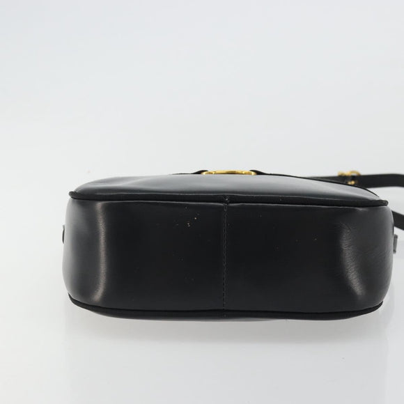 Salvatore Ferragamo Vala Shoulder Bag Leather Black Gold Auth ka4046