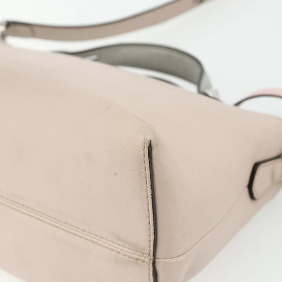 FENDI By The Way Shoulder Bag Leather 2way Beige Silver Auth ka4047A