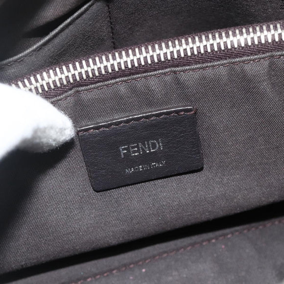 FENDI By The Way Shoulder Bag Leather 2way Beige Silver Auth ka4047A