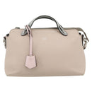 FENDI By The Way Shoulder Bag Leather 2way Beige Silver Auth ka4047A-13