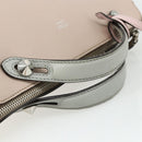 FENDI By The Way Shoulder Bag Leather 2way Beige Silver Auth ka4047A-7