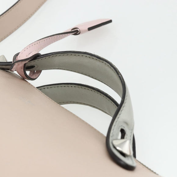 FENDI By The Way Shoulder Bag Leather 2way Beige Silver Auth ka4047A