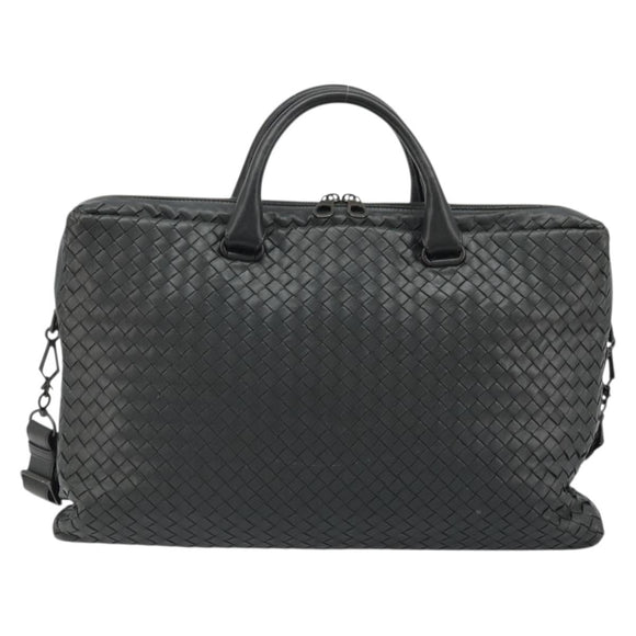 BOTTEGA VENETA INTRECCIATO Hand Bag Leather 2way Gray Auth ka4049
