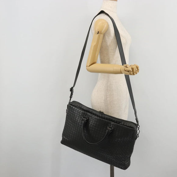 BOTTEGA VENETA INTRECCIATO Hand Bag Leather 2way Gray Auth ka4049