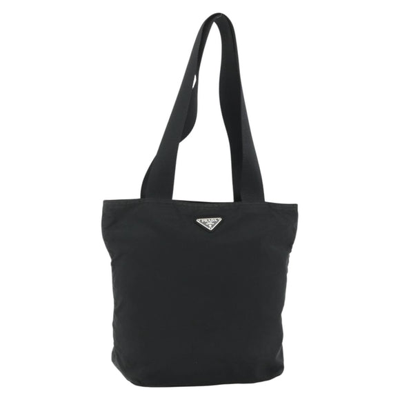 PRADA Tote Bag Nylon Black Silver Auth ka4054