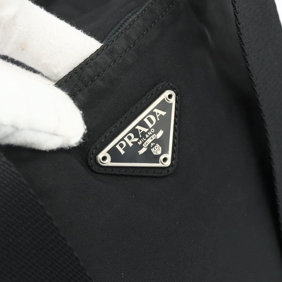 PRADA Tote Bag Nylon Black Silver Auth ka4054