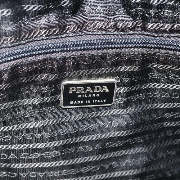 PRADA Tote Bag Nylon Black Silver Auth ka4054