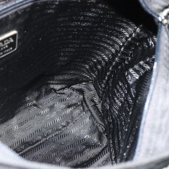 PRADA Tote Bag Nylon Black Silver Auth ka4054
