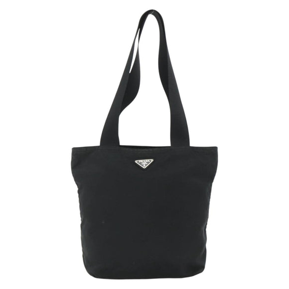 PRADA Tote Bag Nylon Black Silver Auth ka4054